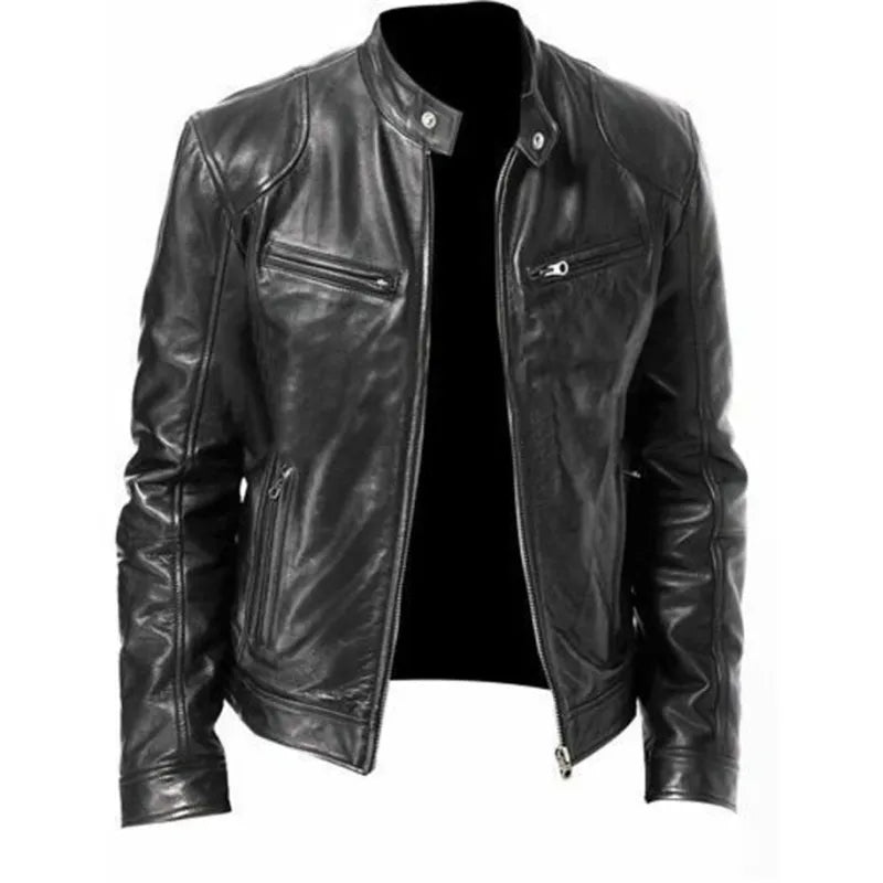 Velora Mens Leather Biker Jacket