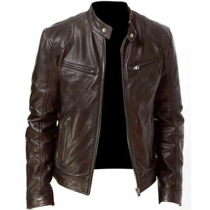 Velora Mens Leather Biker Jacket