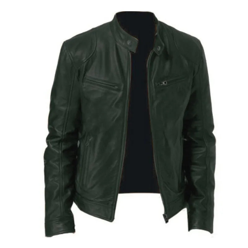 Velora Mens Leather Biker Jacket