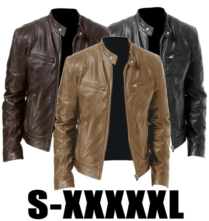 Velora Mens Leather Biker Jacket